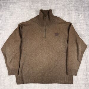 Swanndri Sweater Mens XL Brown Pullover Quarter Zip Wool Mariner Outdoors